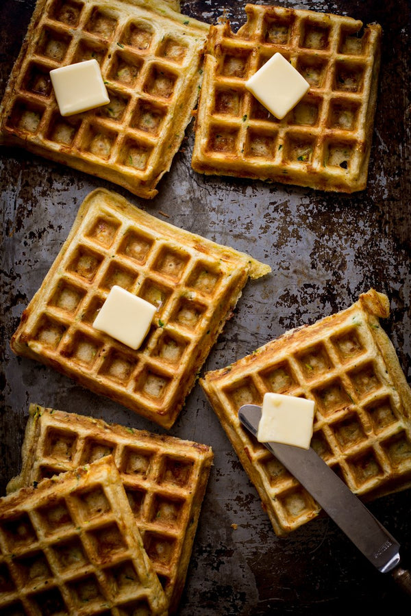 Zucchini Waffles with Cabot Cheddar