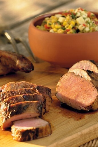 Beer Marinated Pork Tenderloin w Charred Corn Cheddar Relish Cabot Creamery