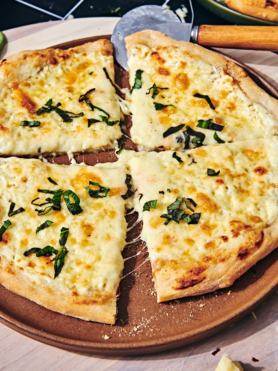 White Pizza with Basil Monterey Jack