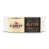 The 6 oz Alpine Cheddar Cheese from Cabot Creamerys Legacy Collection is a rectangular block wrapped in beige with a black label. This premium aged, lactose-free cheese boasts flavors of Swiss and Parmesan and is a standout addition to any cheeseboard.