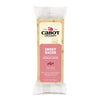 Cabot Creamerys Smoky Bacon Cheddar Cheese comes in an 8 oz pack with a red barn logo, featuring pink and cream design. It highlights real bacon with hickory smoke for superb snacking.