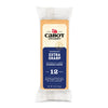 Cabot Creamerys Extra Sharp Cheddar Cheese, aged 12 months, is lactose-free with a red barn logo highlighting Naturally Aged and Farmers Owned. This yellow cheese is packaged in an 8 oz (226g) size, ideal for cheddar enthusiasts.