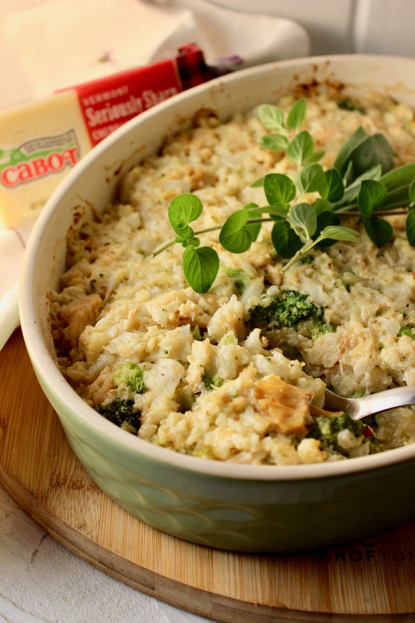 Broccoli, Chicken, and Cauliflower “Rice” Casserole