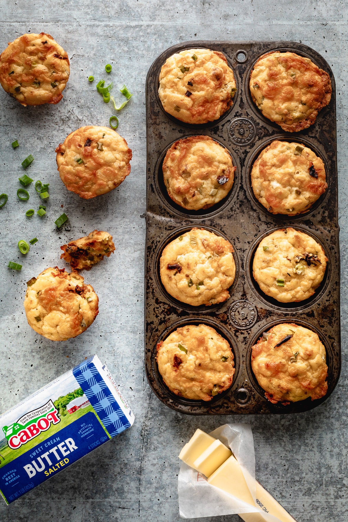 Cheesy Tomato Scallion Muffins