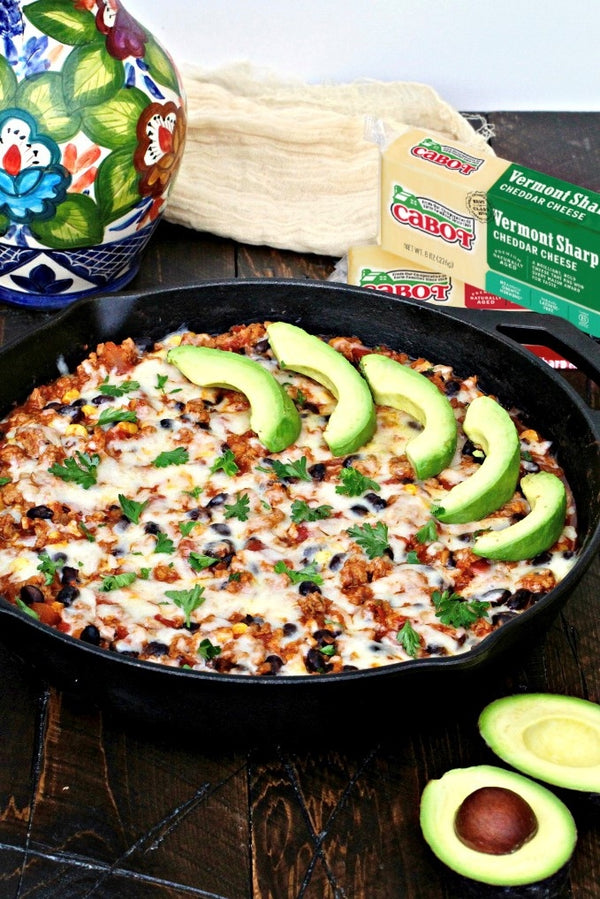 Taco Skillet with Turkey, Cauliflower Rice, & Cheddar