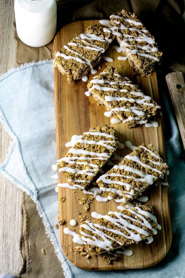 Chewy Granola Bars with Yogurt Drizzle
