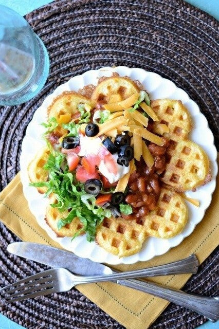 Cornbread Waffles with Chili