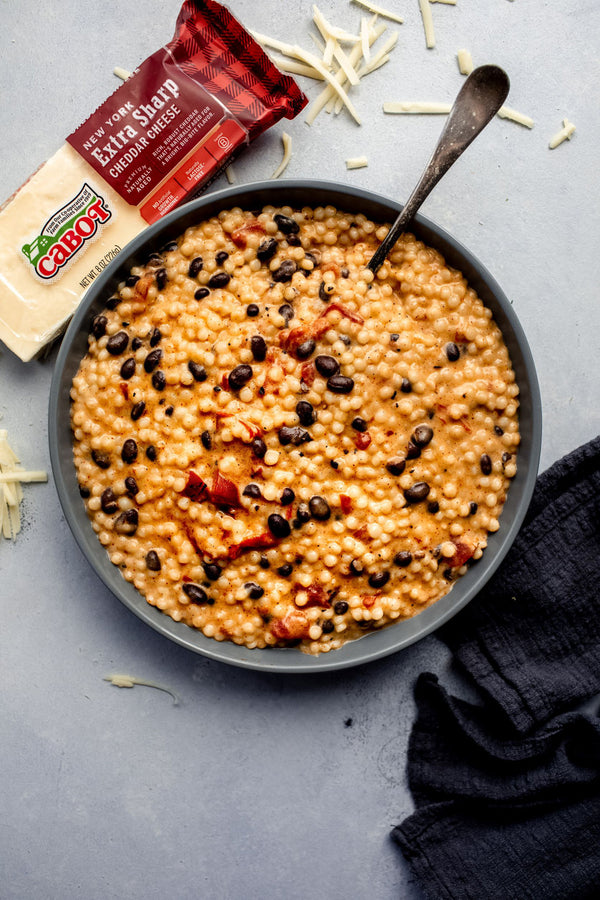 Creamy and Cheesy Couscous with Black Beans