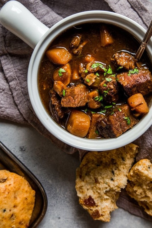 Dark Beer Braised Short Rib Stew with Winter Root Vegetables