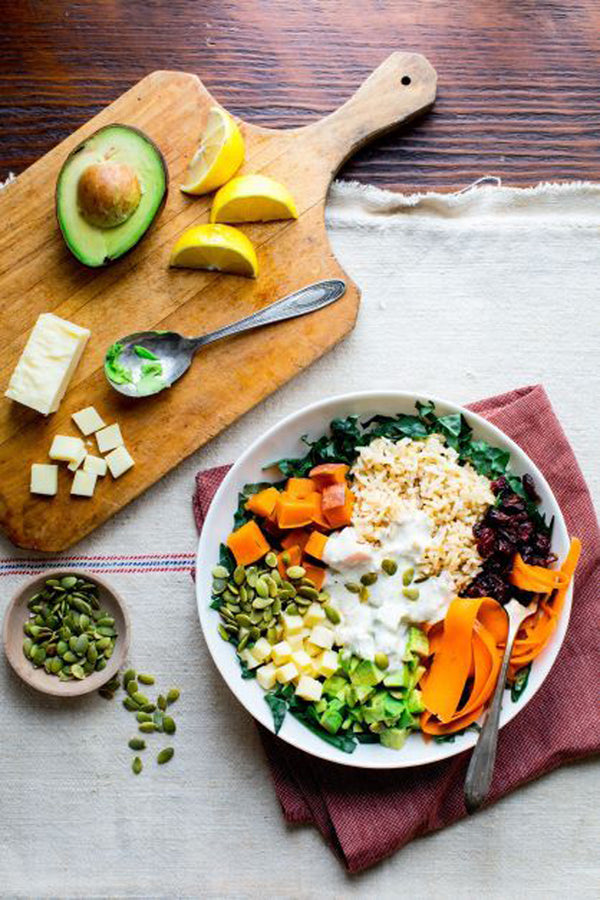 Dried Cranberry, Sweet Potato, and Brown Rice Buddha Bowls