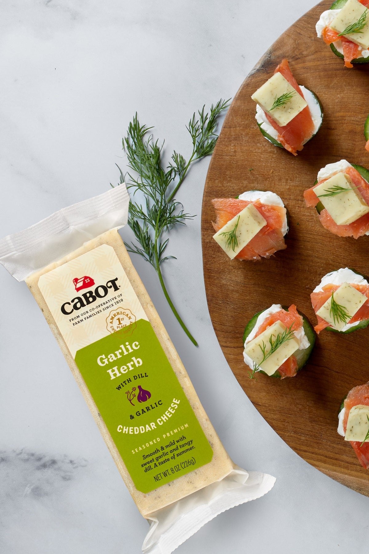 Garlic Herb Cheddar & Cucumber Salmon Bites