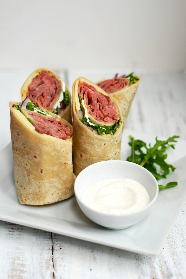 Horseradish and Hummus Roast Beef Wraps