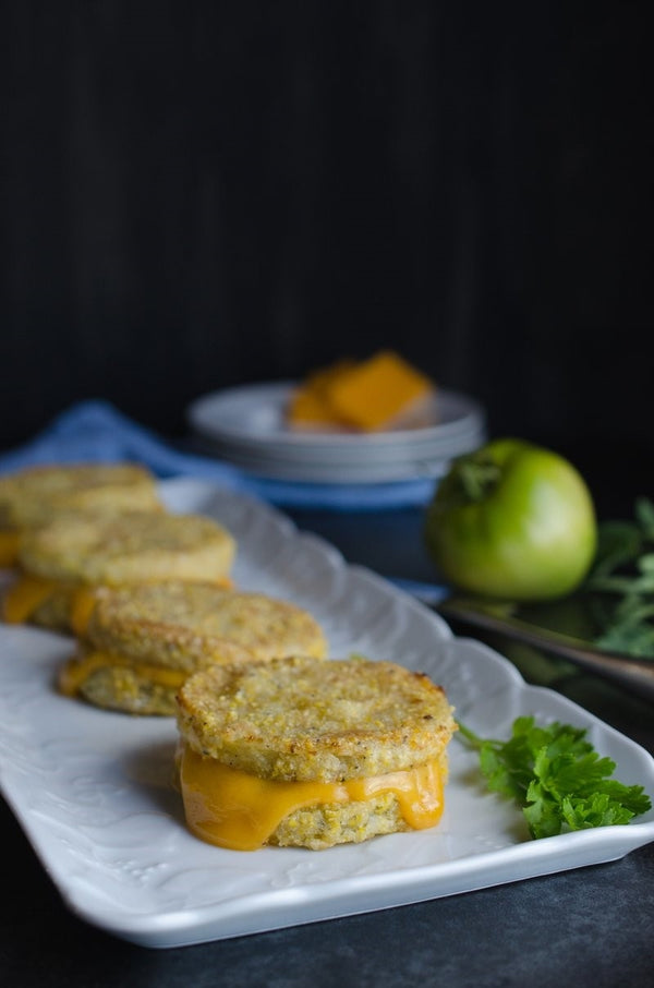 Oven Fried Green Tomato Sandwich with Cheddar