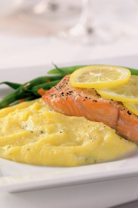 Oven Roasted Salmon with Cabot Cheddar Polenta
