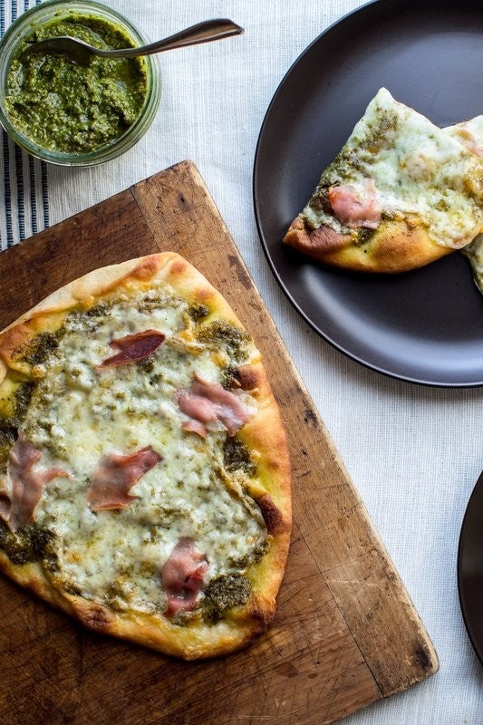 Prosciutto and Pesto Naan Pizza