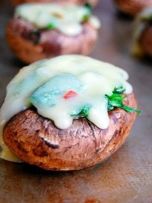 Pepper Jack & Spinach Stuffed Portobello Mushrooms