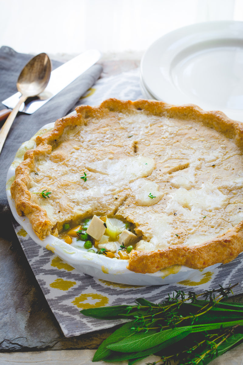 Chicken Pot Pie with Cheddar Crust