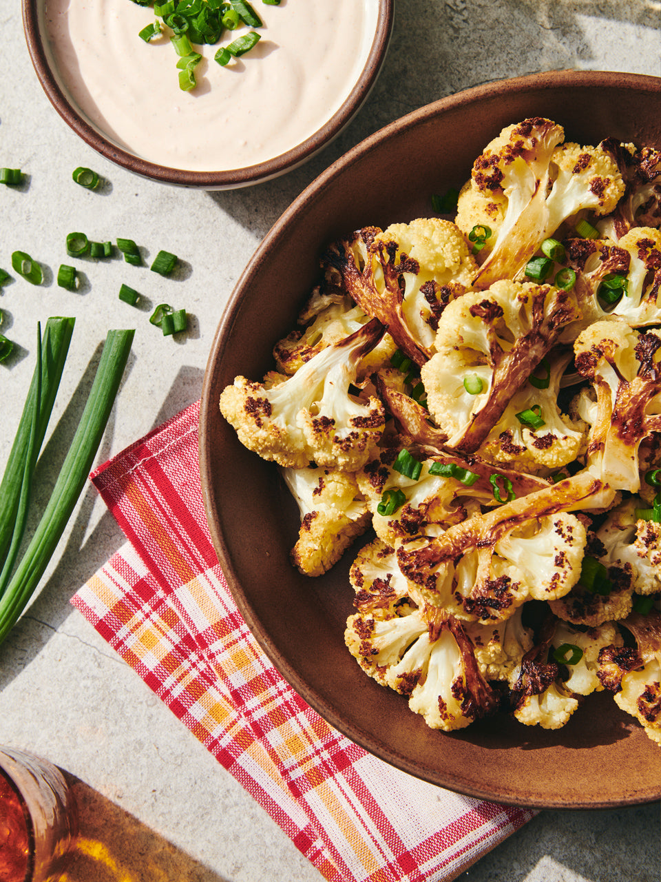 Cauliflower Wings with Buffalo Yogurt Dip