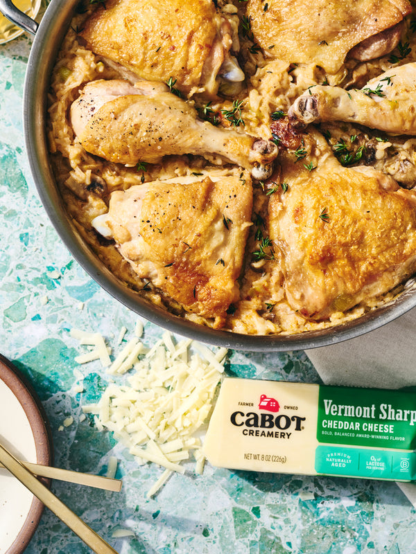 Laurel Brook Farm's Baked Chicken and Rice with Mushrooms & Cheddar