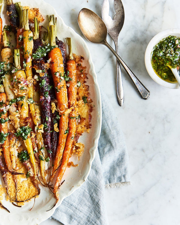 Roasted Carrots & Carrot-Top Chimichurri