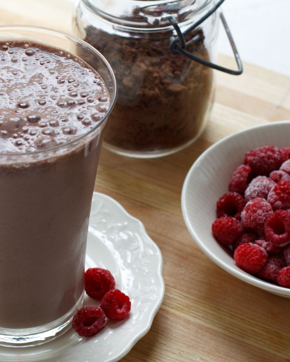 High Protein Chocolate Raspberry Smoothie