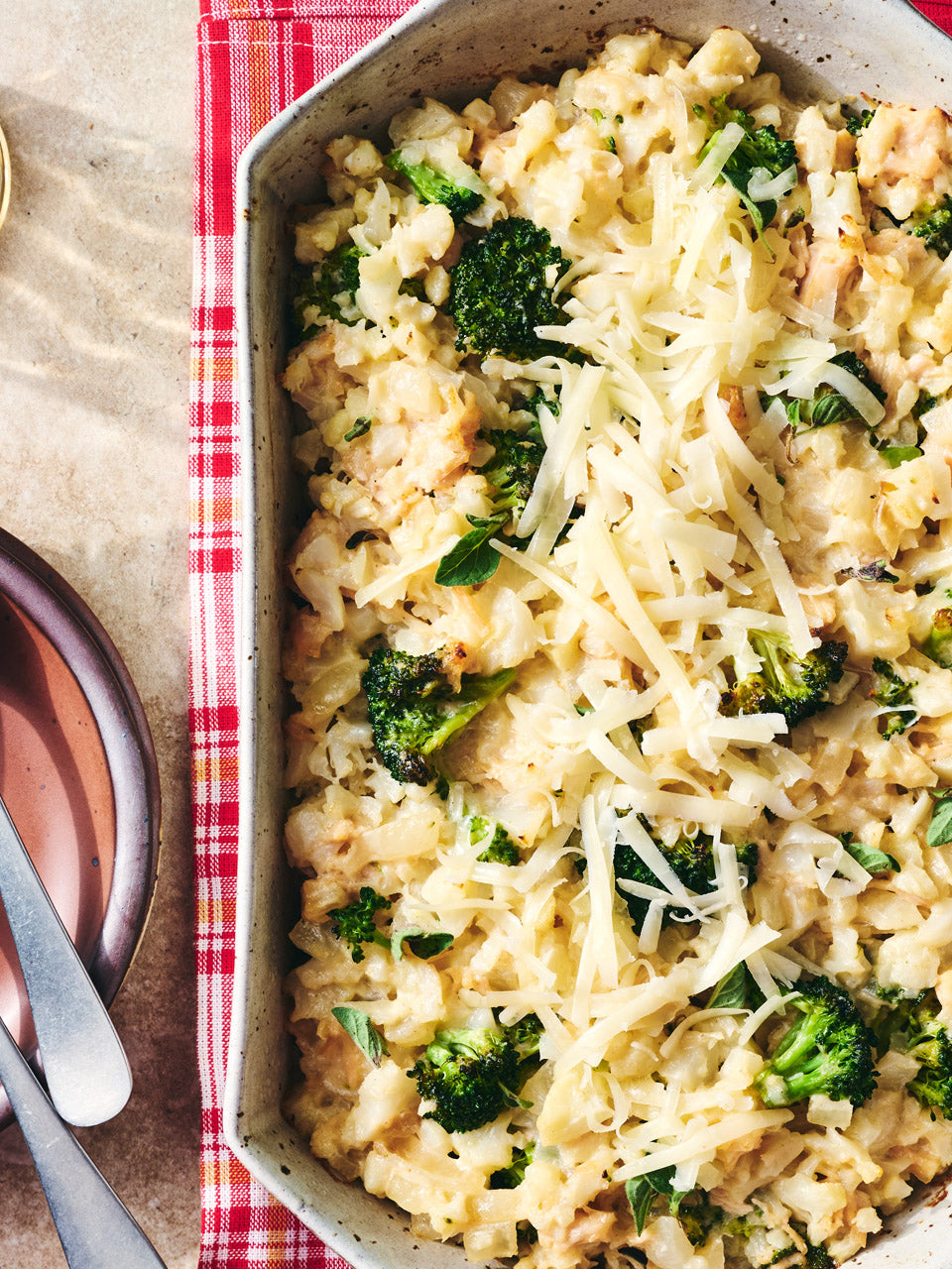 Broccoli, Chicken, and Cauliflower “Rice” Casserole