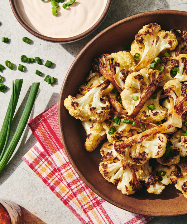 Cauliflower Wings with Buffalo Yogurt Dip