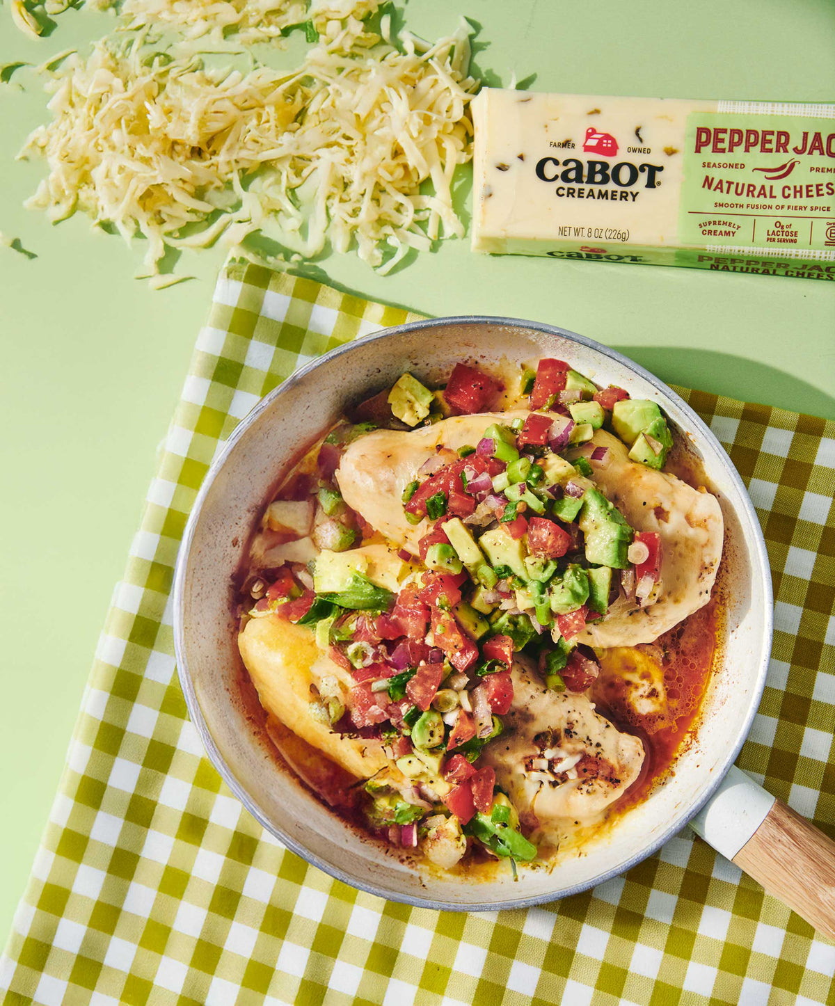 Skillet Pepper Jack Chicken with Avocado Salsa 