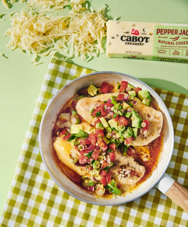 Skillet Pepper Jack Chicken with Avocado Salsa
