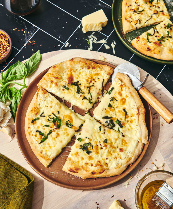 White Pizza with Basil & Monterey Jack