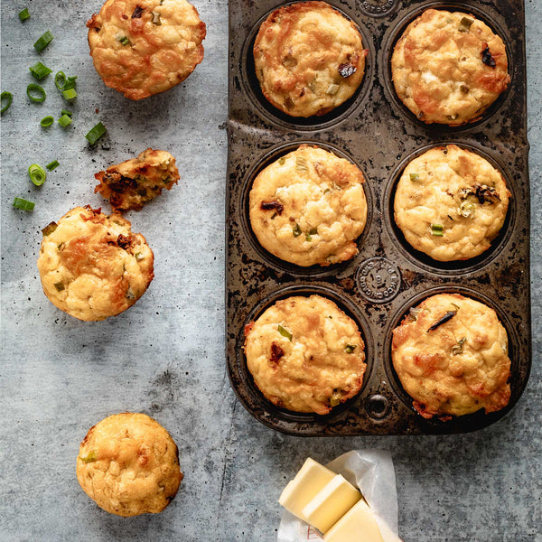 Cheesy Tomato Scallion Muffins
