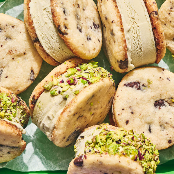 Cheddar, Chocolate & Pistachio Ice Cream Sandwiches