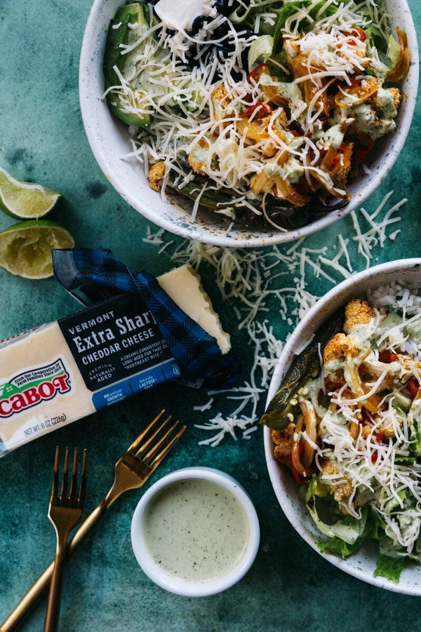 Vegetarian Burrito Bowl with Avocado Crema