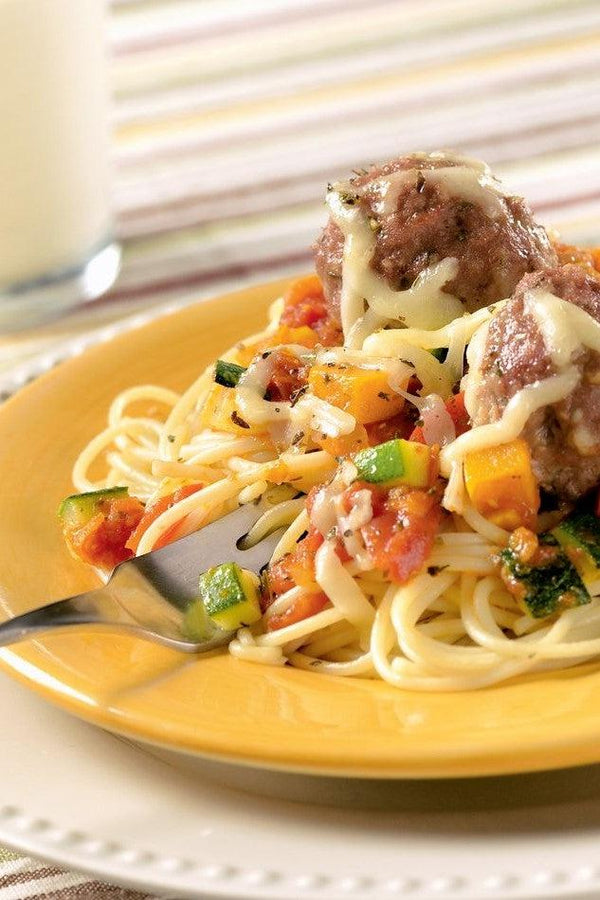 Spaghetti & Cheesy Turkey Meatballs