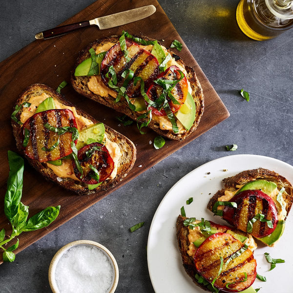 Grilled Peaches & Pimento Toasts