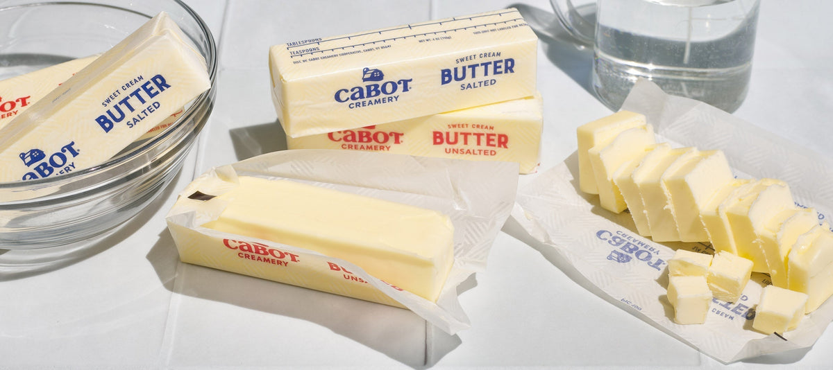 Sticks of Cabot Butter on a Countertop