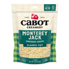 Savor Cabot Creamerys Monterey Jack Cheese, 8 oz of lactose-free, naturally mild shredded goodness in green packaging, offering a hint of southwestern tang with 0g lactose.