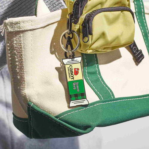 Vermont Sharp Keychain on a bag