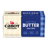 A 16-ounce box of Cabot Creamery Salted Butter, with blue and cream packaging displaying the logo, product details, quality awards, and a claim as America’s Best Butter.
