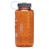 A Fresh From Vermont Nalgene water bottle by Downeast Bicycle Specialists, featuring an orange body, gray cap, blue strap, Cabot Creamery logo, and measurement markings up to 1000 ml and 32 oz on the side.