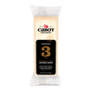 An 8 oz (227g) package of Cabot Creamery 3 Year Cheddar Cheese comes in a clear wrapper with a black and cream label highlighting the brand and aged cheddar details—a perfect choice for sharp cheddar enthusiasts.