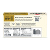 The back of a Cabot Creamery Extra Creamy Unsalted Butter package displays nutrition facts, ingredients (cream, natural flavoring), a QR code, and product info on a yellow background with black text. Ideal for baking all your favorite recipes.
