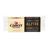 A 6 oz block of Cabot Creamery Alpine Cheddar Cheese—lactose free, super premium aged cheddar with Swiss and Parmesan notes in cream and black packaging; ideal for a cheeseboard.
