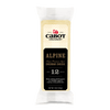 Cabot Creamery's Alpine Cheddar Cheese is a 12-month aged, 8 oz (227g) block with Swiss and Parmesan notes. It comes in mostly white packaging accented with black and gold—ideal for cheese connoisseurs.