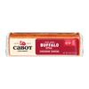 Cabot Creamery Buffalo Style Cheddar Cheese packs bold, extra spicy Buffalo wing flavors in an 8 oz (226g) block. The red and cream package displays the Cabot logo and highlights its farmer-owned cooperative origins.
