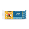 An 8 oz (226g) package of Cabot Creamery Colby Jack Cheese with a yellow and blue label features the Cabot logo, cheese description, and icons for premium quality, natural, lactose-free, and ideal for shredding or melting.