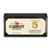Cabot Creamery 5 Year Cheddar Cheese, limited reserve, naturally aged for five years, comes in a 1 lb (453g) block with a black and cream label and offers an intense, complex bold cheddar flavor.