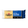 An 8 oz block of Cabot Creamery Extra Sharp Yellow Cheddar Cheese in blue, black, and yellow packaging featuring the Cabot logo and product details on the front.