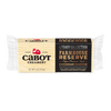 A 6-ounce block of Cabot Creamery Farmhouse Reserve Cheddar Cheese, an artisanal, lactose free cheddar with a beige and black label featuring brand and product details.