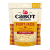Cabot Creamery Fiery Jack Cheese, an 8 oz resealable bag with a yellow and red plaid design, blends Hot Habanero Cheddar and Monterey Jack for a spicy kick—ideal for fans of bold, spicy cheese.